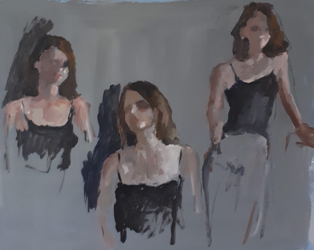 Carla Klein Goldewijk schilderij ‘schetsen vrouw 3x acryl’
