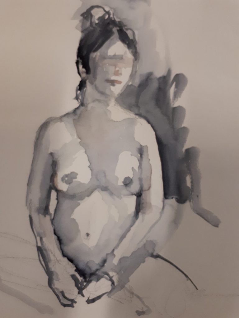 Carla Klein Goldewijk schilderij ‘zittend naakt aquarel’ 2
