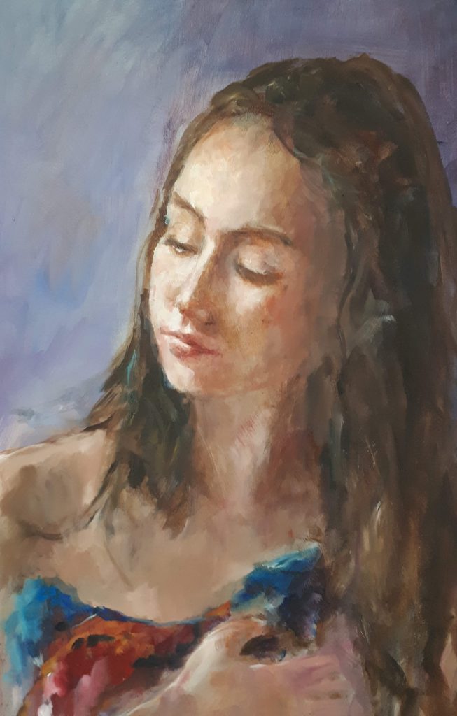 Carla Klein Goldewijk schilderij ‘Meisje met omslagdoek olieverf’