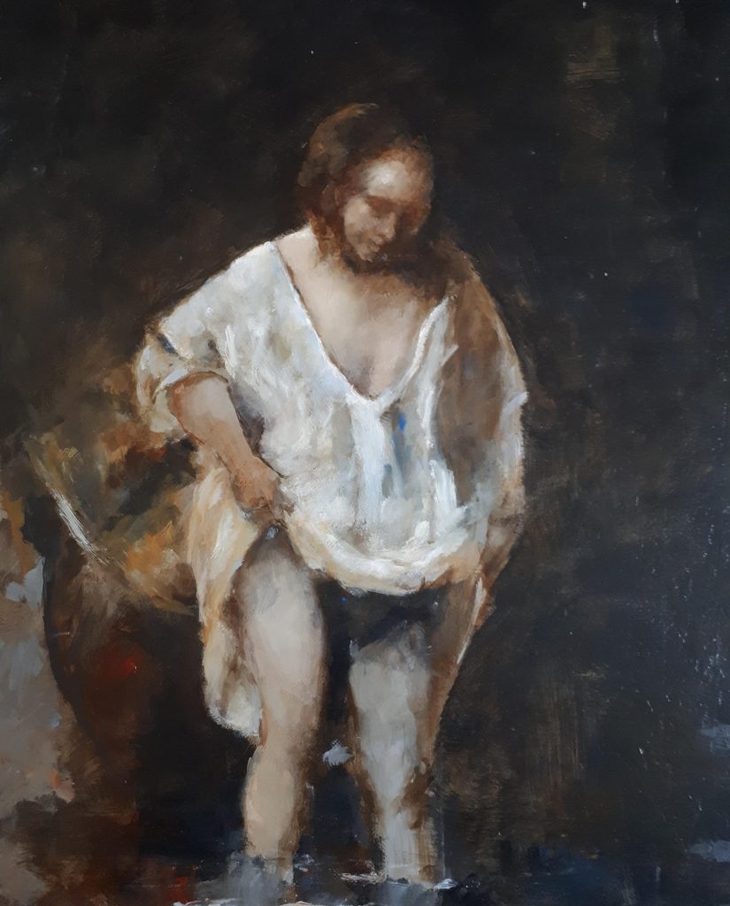 Carla Klein Goldewijk schilderij ‘Badende vrouw, kopie Rembrandt olieverf’