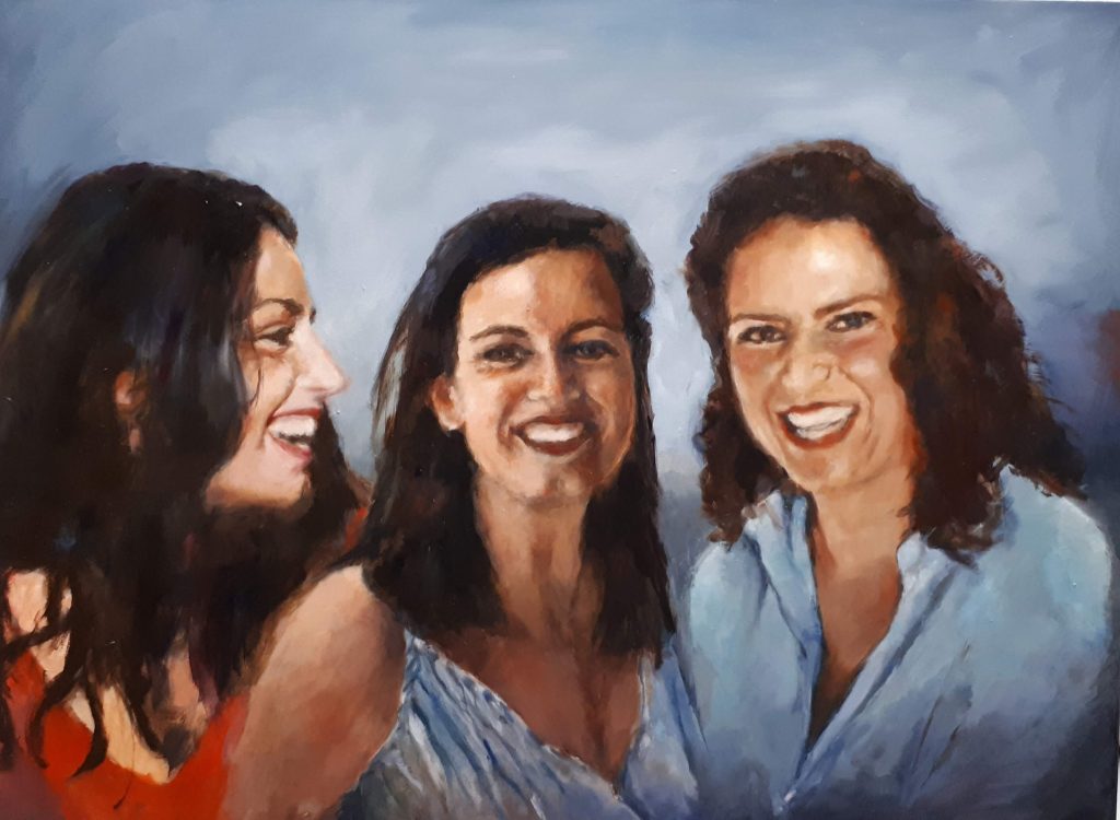 Carla Klein Goldewijk schilderij ‘3 zusjes olieverf’